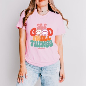 Simply Sage Market S.W.Smiley See Good In All Things Smiley Face Short Sleeve Tee - 1 of 4