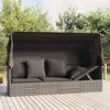 vidaXL Patio Lounge Bed with Foldable Roof & Cushions - Gray Poly Rattan, Adjustable Sun Bed for Outdoor, Garden & Patio - 2 of 3