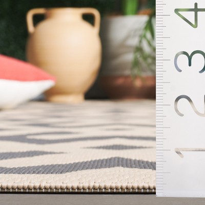 Courtyard Grey and Bone Rectangular Synthetic Area Rug