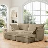 Slipcovered Sectional Sofa, 2 Seater Sofa with Removable Cover, Sofa with Convertible Ottoman, Corduroy Fabric Sectional Sofas-Cuddlewood - 3 of 4
