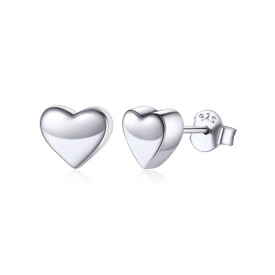 Heart Stud Earrings Hypoallergenic Daily Wear 925 Sterling Silver Earring