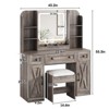 Makeup Vanity Desk and Chair, Vanity Mirror with Lights, Time and Temperature Display - 2 of 4