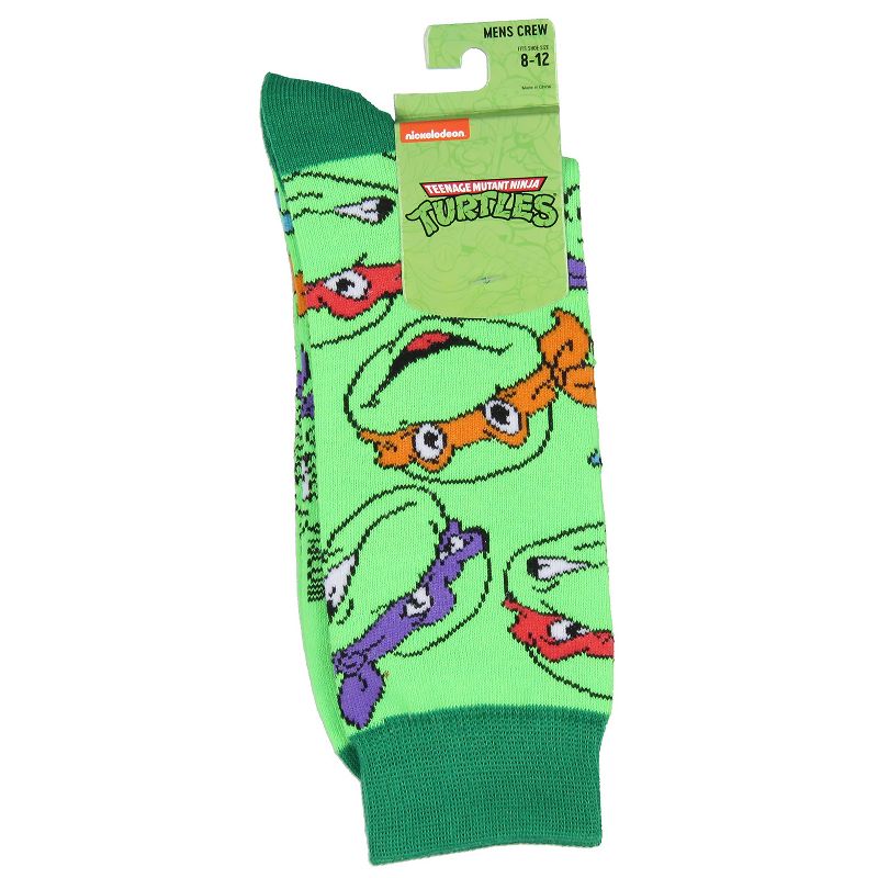 Nickelodeon Teenage Mutant Ninja Turtles Classic Retro Cartoon Crew Socks Green, 4 of 6