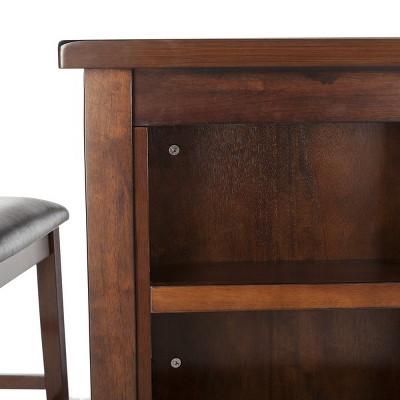 Mahogany and Black Solid Wood 3-Piece Pub Set with X-Back Chairs