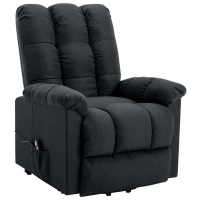 vidaXL Power Lift Recliner in Dark Gray Fabric with Adjustable Backrest and Footrest - Comfortable Thick Padding, with Convenient Side Pocket
