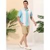 Lars Amadeus Men's Beach Striped Short Sleeve Hawaiian Color Block Button Shirts - 4 of 4