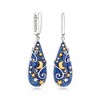 Ross-Simons Glittery Blue Enamel Celestial Hoop Drop Earrings in 2-Tone Sterling Silver - 3 of 4