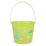 7.5"x9.5" Round Plastic Decorative Easter Bucket Dino Print - Spritz™