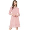 Allegra K Women's Solid Ruffle Hem 3/4 Sleeve A-Line Smocked Short Chiffon Dress - 3 of 4