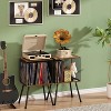 MaseiKar Record Player Stand with Storage up to 100 Albums, Retro Small Vinyl Record Holder - Adjustable Divider, Book/LP Record Storage Holder - 2 of 4