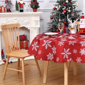 Christmas Tablecloth - Waterproof & Wrinkle-Resistant with Snowflake Pattern - Red/Green/Blue Holiday Dining Table Covers - 1 of 4