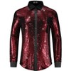 Lars Amadeus Men's Long Sleeves Button Down Disco Party Shiny Sequin Shirt - 2 of 4