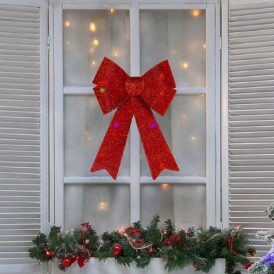 Northlight LED Lighted Color Changing Tinsel Bow Christmas Decoration - 17"