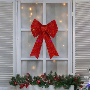 Northlight LED Lighted Color Changing Tinsel Bow Christmas Decoration - 17" - 1 of 4
