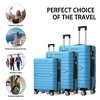 SUGIFT 3 Piece Luggage Sets ABS Hardshell Hardside with TSA Lock, Azure Blue - 3 of 4