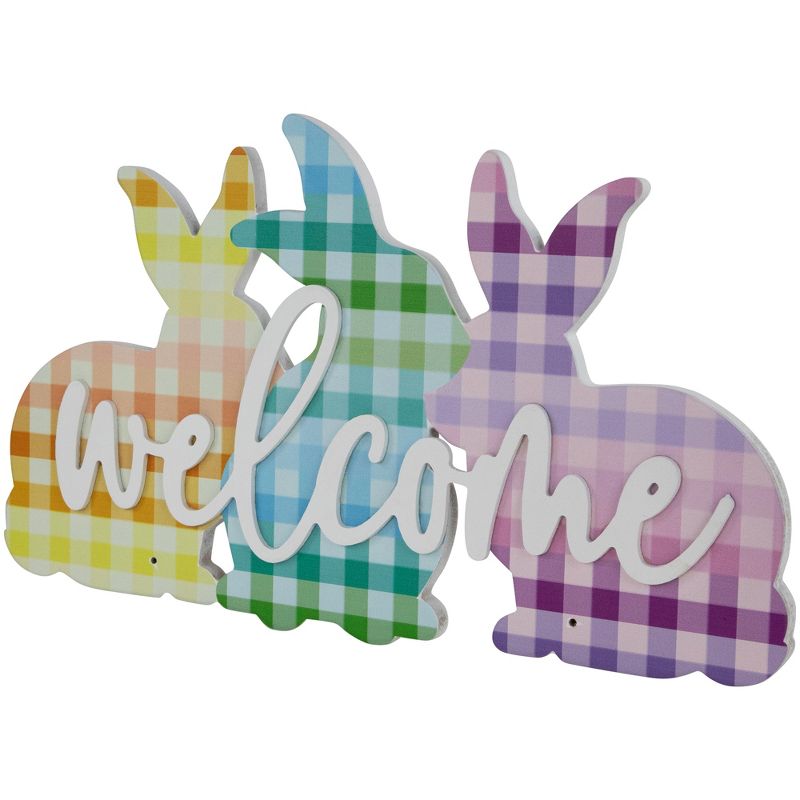 Northlight Gingham Bunnies Welcome Easter Wall Sign - 13.75", 4 of 9