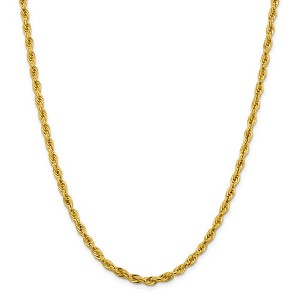 Black Bow Jewelry 4.25mm 10k Yellow Gold Hollow Rope Chain Necklace - 1 of 4