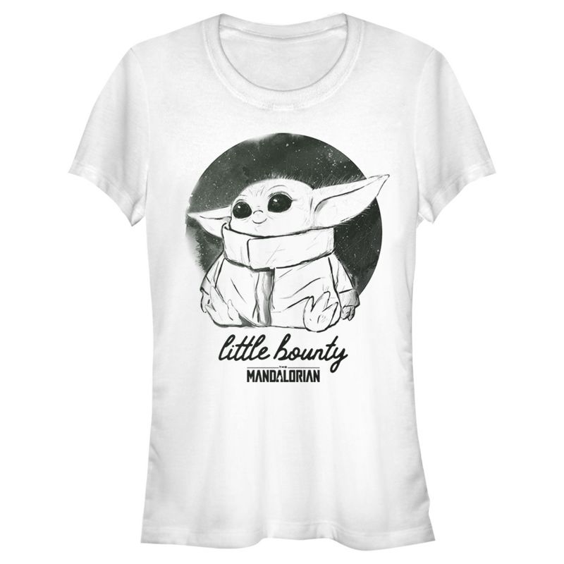 Juniors Womens Star Wars The Mandalorian The Child Fuzzy Eyes T-Shirt, 1 of 4