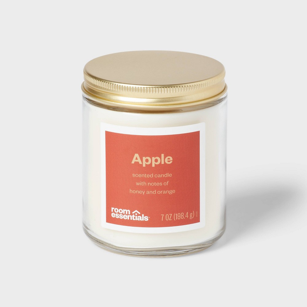 Photos - Other Decoration 7oz Glass Jar Candle Apple with Lid - Room Essentials™