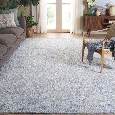 Hand-Tufted Blue Wool Square Area Rug