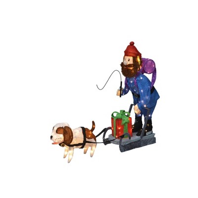Rudolph the Red Nosed Reindeer 34IN RUDOLPH 3D PRE LIT LED YARD ART STANDING YUKON AND DOG, Blue