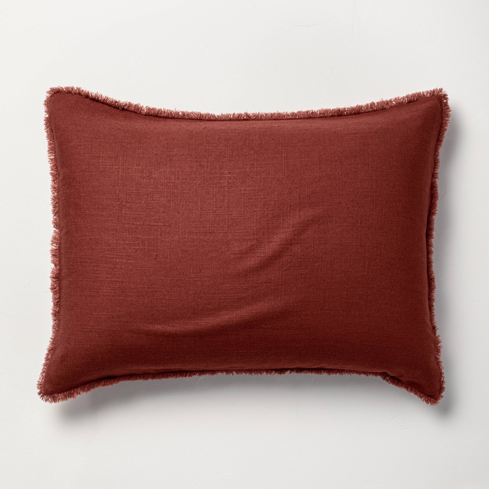 Photos - Pillowcase Standard Heavyweight Linen Blend Comforter Sham Dark Clay - Casaluna™