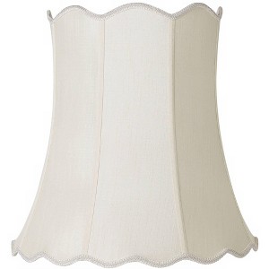 Imperial Shade Creme Large Scallop Bell Lamp Shade 14" Top x 20" Bottom x 20" Slant x 19.75 High (Spider) Replacement with Harp and Finial - 1 of 4