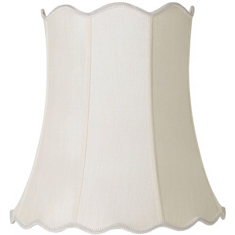 Imperial Shade Creme Large Scallop Bell Lamp Shade 14" Top x 20" Bottom x 20" Slant x 19.75 High (Spider) Replacement with Harp and Finial, 1 of 9