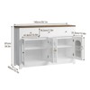 55" Sideboard Buffet Cabinet, Wood Coffee Bar Cabinet with Glass Door & 3 Drawers, Modern Media Console Table, Kitchen Pantry Cabinet - 3 of 4