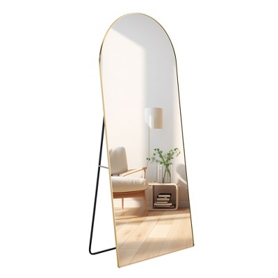 LOVMOR Arched Full Length Mirror with Stand, Full Body Mirrors  for Bedroom, Cloakroom, Floor Standing, Hanging or Leaning