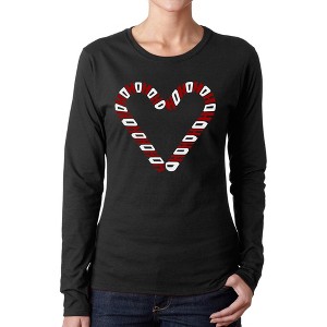 LA Pop Art Candy Canes - Women's Word Art Long Sleeve T-Shirt - 1 of 4