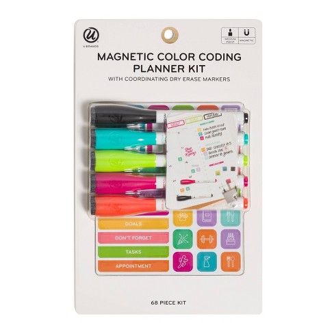 U Brands 68pc Magnetic Color Coding Planner Kit With Dry Erase Markers Target