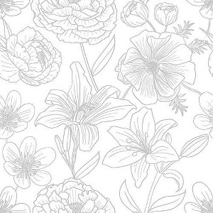 Emanuela Carratoni Line Art Floral Theme Shower Curtain Green - Deny Designs - 1 of 4