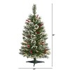 3ft. Frosted Pine Artificial Christmas Tree with 50 Clear LED Lights & Berries – Compact Festive X-Mas Décor - 2 of 4