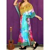 LA LEELA Women's House Daily Routine Evening Wear Loungewear Maxi Kaftan Casual Long Slit Dress Caftansuit Coverup for Women One Size Multi,Abstract - 3 of 4