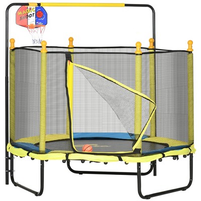 VisioGear Trampoline, Kids Trampoline with Basketball Hoop, Round Bouncer for Kids, Yellow, 55"*55"*55"