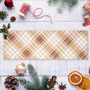 Washable Geometric Plaid Bedroom Rug, Non Slip Non Shedding Carpet, Modern Foldable Low Pile Floor Cover, Stain Resistant Hallway Mat - 1 of 4