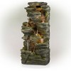 51" Resin Rock Cascading Fountain with LED Lights Gray - Alpine Corporation: Waterfall Feature, Birdbath - 2 of 4