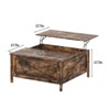 Lift Top Coffee Table, Square Center Table with Hidden Storage Compartment, Brown - 2 of 4