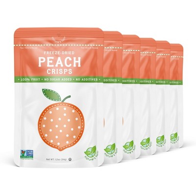 Nature's Turn Freeze-Dried Fruit Snacks - Peach Crisps - No Sugar Added, Non GMO, Gluten Free, Nothing Artificial - 34g (1.20oz) - 6-PACK