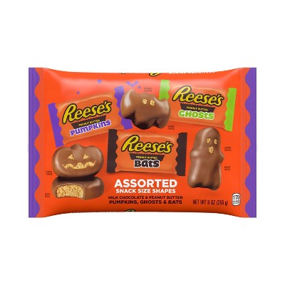 Reese&amp;#39;s Peanut Butter Halloween Assorted Snack Size Shapes Bag -9oz