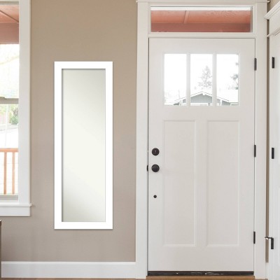 Contemporary Satin White Full-Length Over-the-Door Mirror