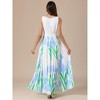 INSPIRE CHIC Women's Pleated Square Neck Sleeveless High Waist Casual Floral Flare A-Line Maxi Dress - 3 of 4