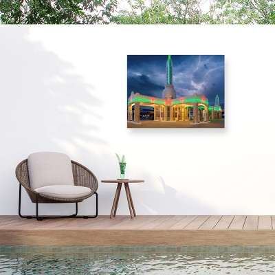Trademark Fine Art - Mike Jones Photo Rt 66 Shamrock Texas Conoco Lightning Matted Framed Art
