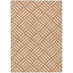 Orange And Ivory Geometric Washable Indoor Outdoor Area Rug - 1 of 4