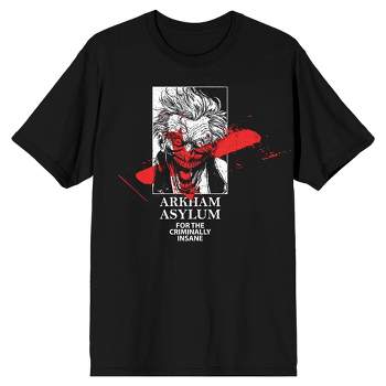 The Joker Arkham Asylum Red Men's Black Graphic Tee