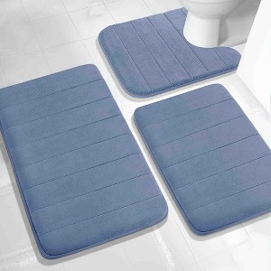 BAGOKIE 3-Piece Memory Foam Bath Mat Set - 1 of 4