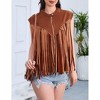 Coolmee Women's Fringe Vest 70s Denim Zip Up Jacket Hippie Sleeveless Loose Costume - 3 of 4