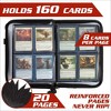 Monster Protectors Deluxe 4 Pocket Trading Card Leather Album - Dry Erase Boards & Marker, Side Loading Padded Double Sided Pockets, Holds 160 Cards - 3 of 4
