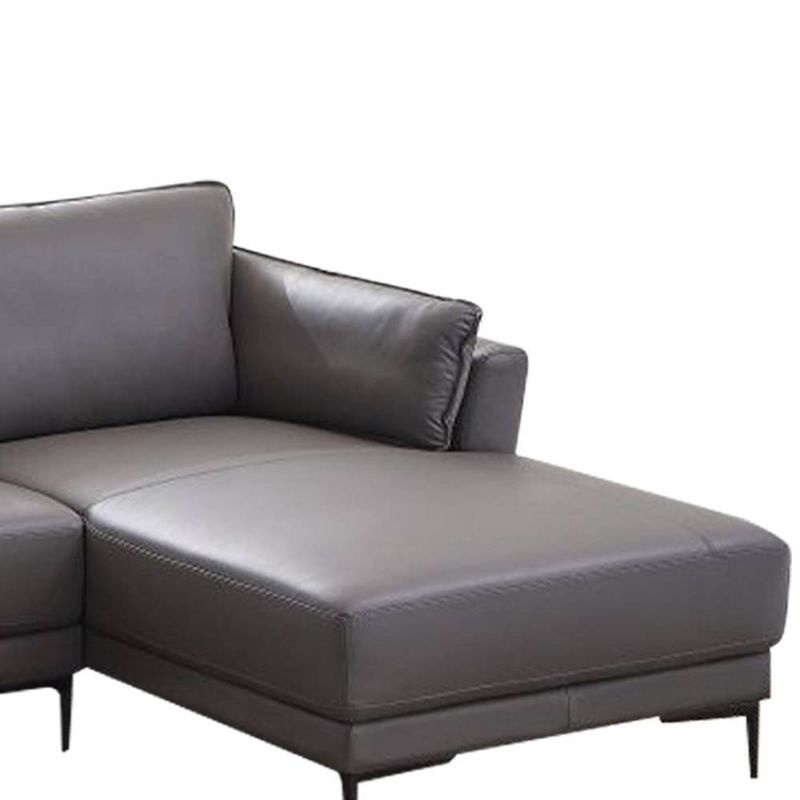 69&#34; Meka Sectional Sofa Anthracite Leather - Acme Furniture, 5 of 7